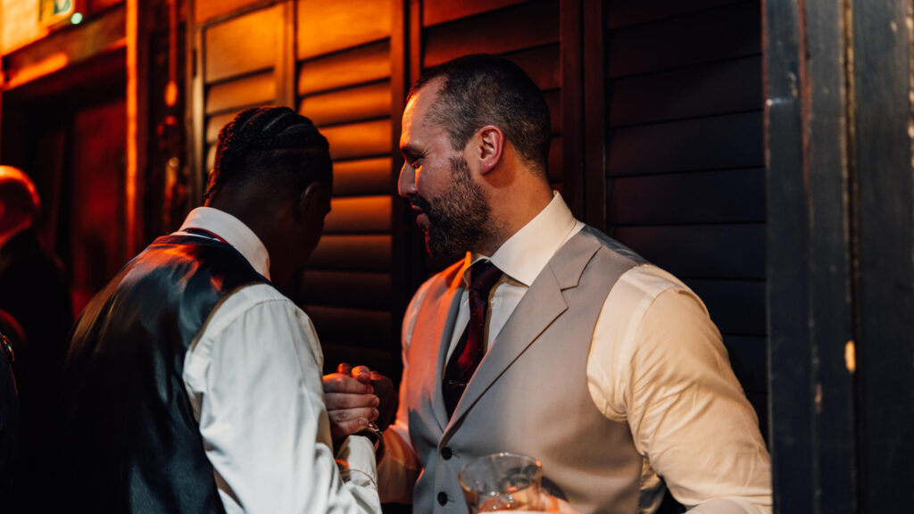 A couple just married at Clapton Country Club in London. Shot by UK wedding photographer, Chris Goddard.