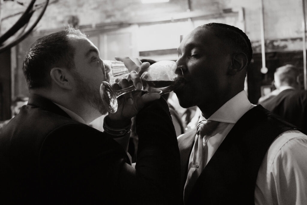 A couple just married at Clapton Country Club in London. Shot by UK wedding photographer, Chris Goddard.