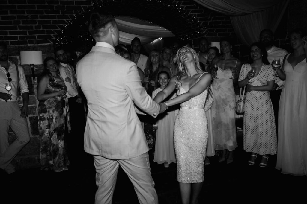 Married couple at cornish coastal wedding, shot by wedding photographer, chris goddard